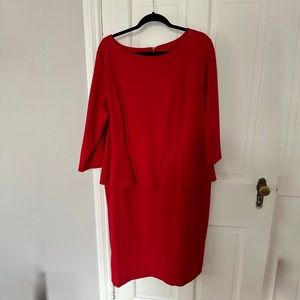 Gorgeous red peplum Talbots dress 18W career cocktail office party
